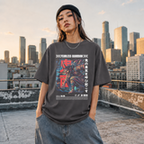 Fearless Guardian Japan Mask Dancer T-Shirt – Gothic Streetwear Poster Graphic Tee - Color: Charcoal