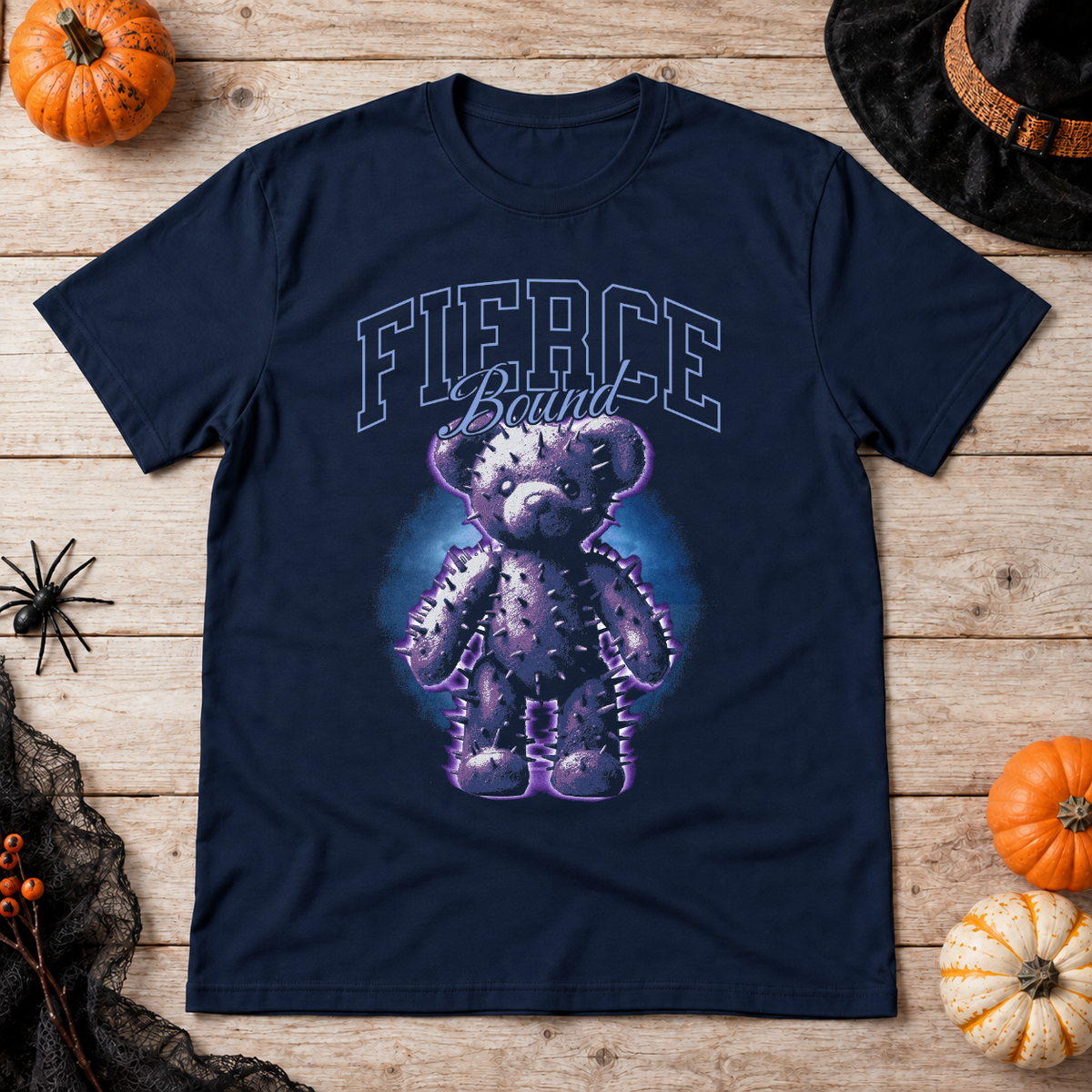 Fierce Bound T-Shirt – Dark Editorial Graphic Design Graphic Tee - Color: navy
