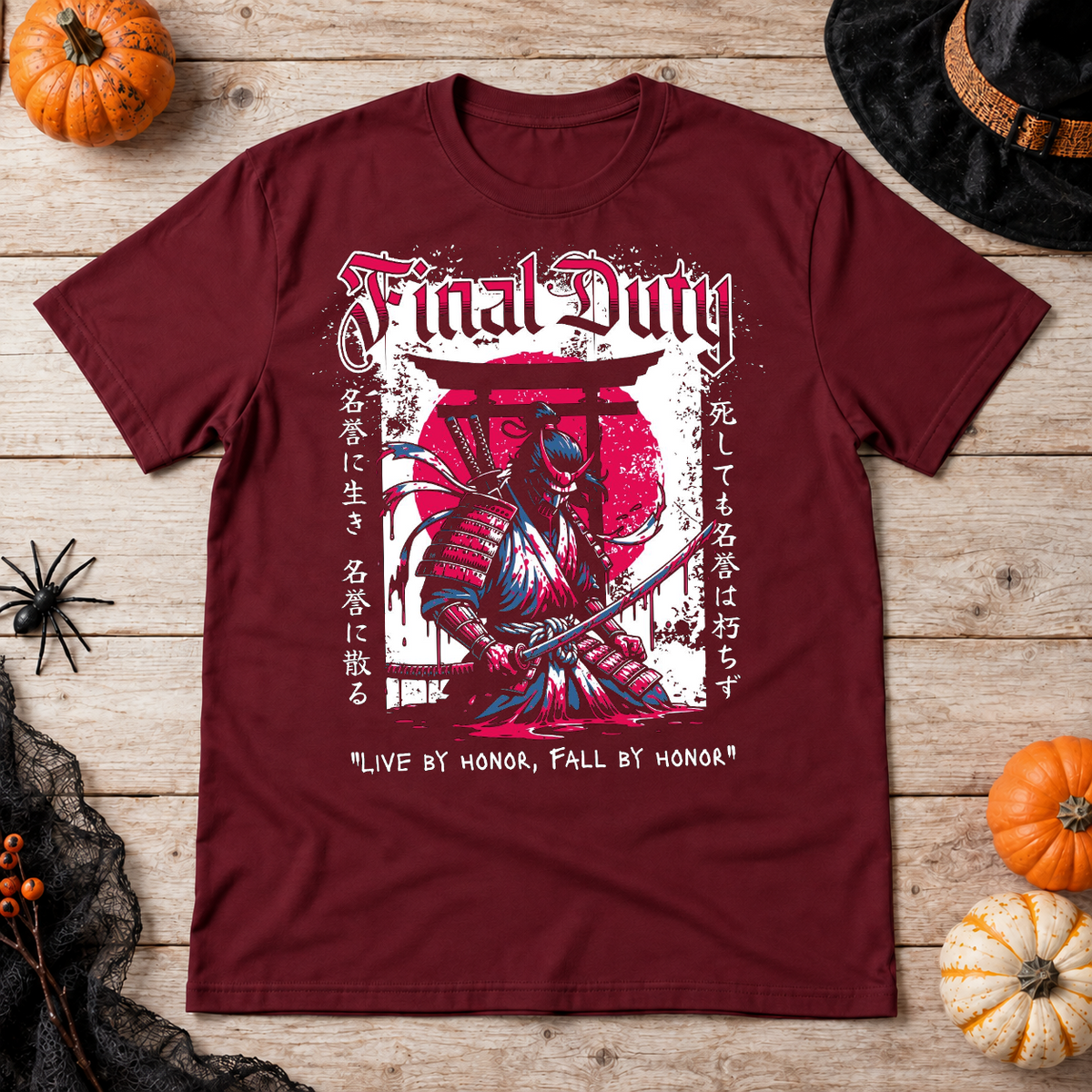Final Duty T-Shirt – Dark Editorial Graphic Design Graphic Tee - Color: maroon