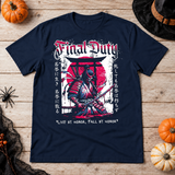 Final Duty T-Shirt – Dark Editorial Graphic Design Graphic Tee - Color: navy