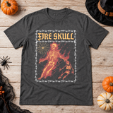 Fire Skull T-Shirt – Skull & Reaper Gothic Graphic Graphic Tee - Color: dark heather