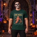 Fire Skull T-Shirt – Skull & Reaper Gothic Graphic Graphic Tee - Color: forest green