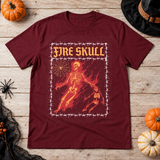 Fire Skull T-Shirt – Skull & Reaper Gothic Graphic Graphic Tee - Color: maroon