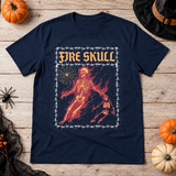 Fire Skull T-Shirt – Skull & Reaper Gothic Graphic Graphic Tee - Color: navy