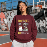 Forbidden Bust Checker Sweatshirt – Dark Editorial / Gothic Streetwear Sweatshirt - Color: maroon