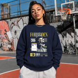 Forbidden Bust Checker Sweatshirt – Dark Editorial / Gothic Streetwear Sweatshirt - Color: navy