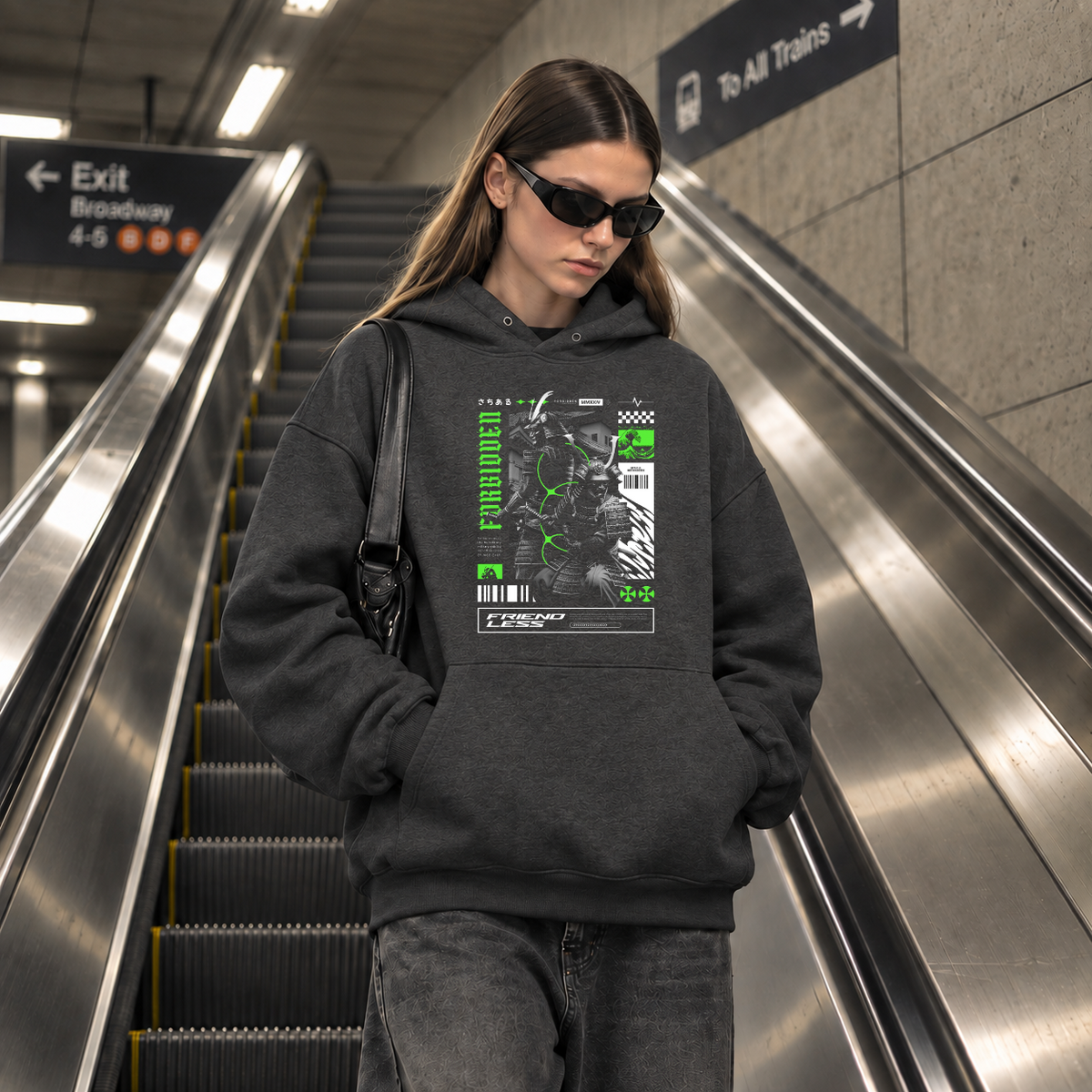 Forbidden Samurai Friendless Hoodie – Gothic Streetwear Poster Graphic Hoodie - Color: dark heather
