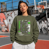 Forbidden Samurai Friendless Sweatshirt – Gothic Streetwear Poster Graphic Sweatshirt - Color: military green