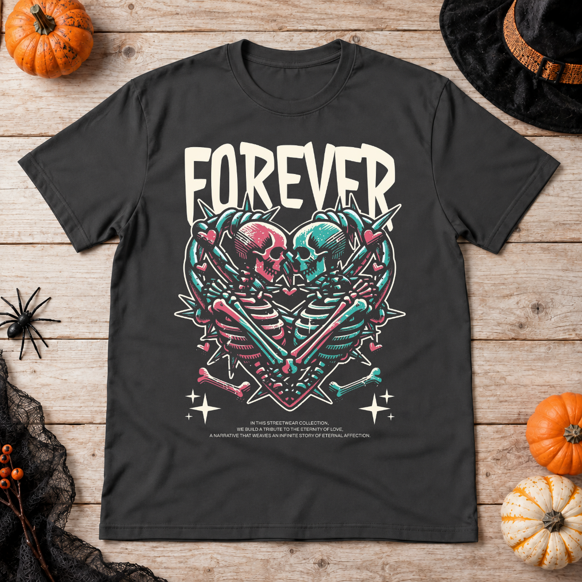 Forever T-Shirt – Dark Editorial Graphic Design Graphic Tee - Color: charcoal