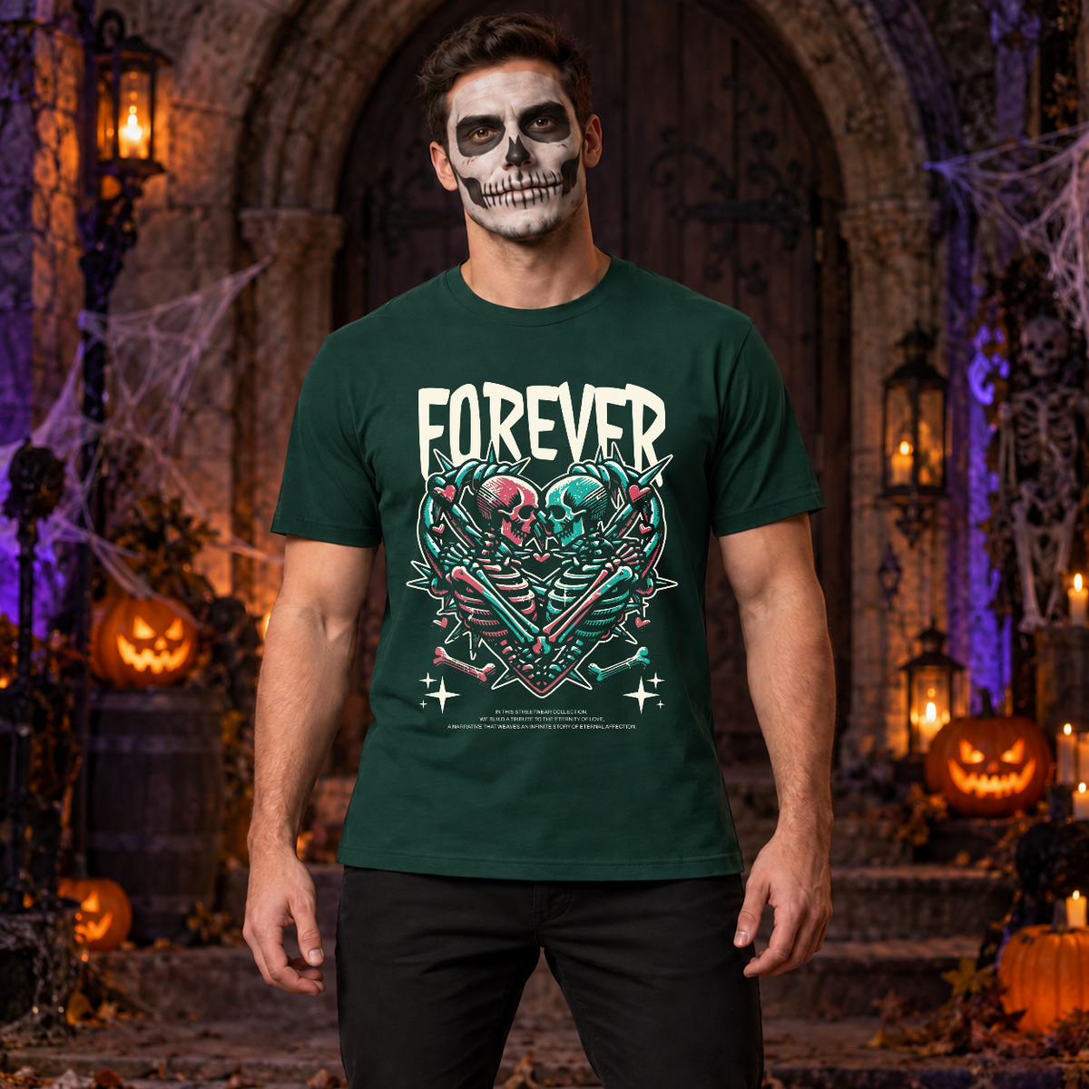 Forever T-Shirt – Dark Editorial Graphic Design Graphic Tee - Color: forest green