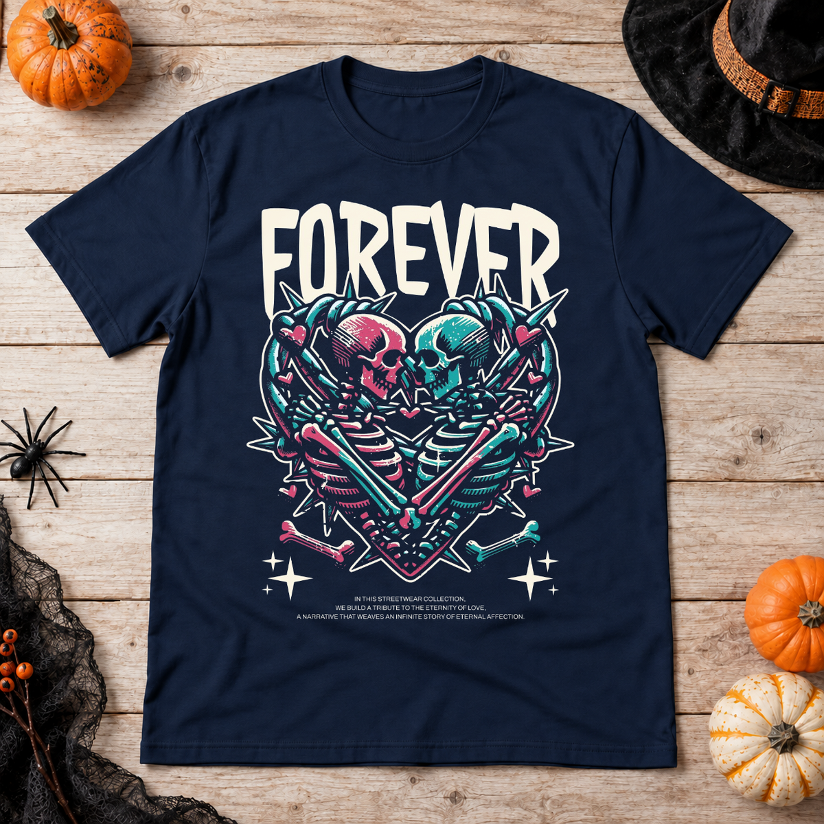 Forever T-Shirt – Dark Editorial Graphic Design Graphic Tee - Color: navy