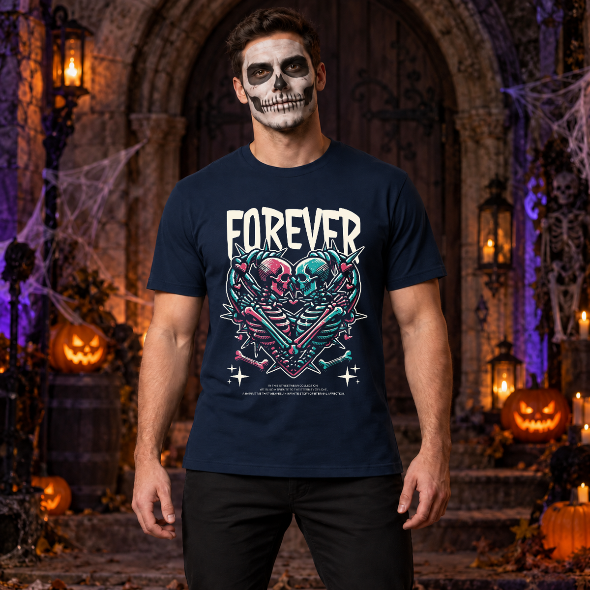 Forever T-Shirt – Dark Editorial Graphic Design Graphic Tee - Color: navy