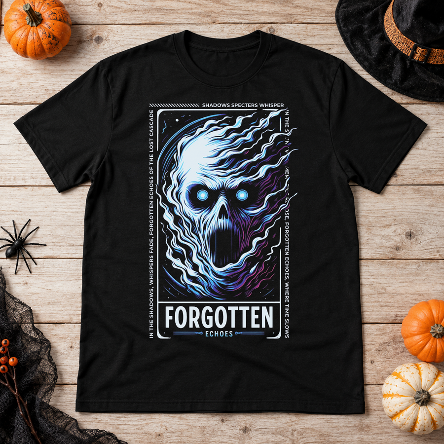 Forgotten Echoes T-Shirt – Dark Editorial Graphic Design Graphic Tee - Color: black