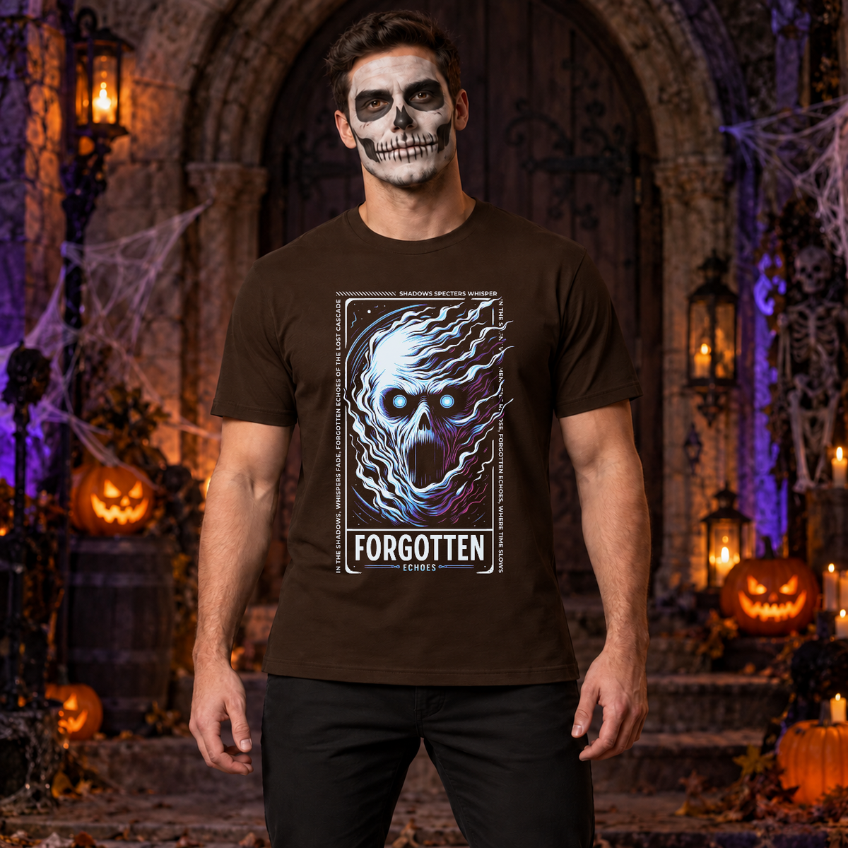 Forgotten Echoes T-Shirt – Dark Editorial Graphic Design Graphic Tee - Color: chocolate