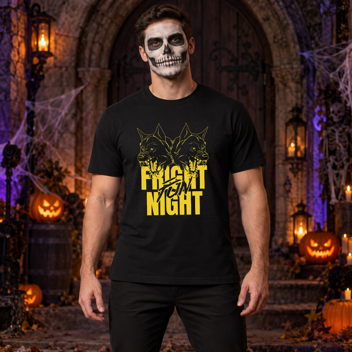 Fright Night T-Shirt – Halloween Streetwear Graphic Graphic Tee - Color: black
