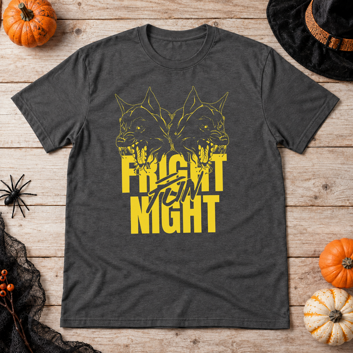 Fright Night T-Shirt – Halloween Streetwear Graphic Graphic Tee - Color: dark heather