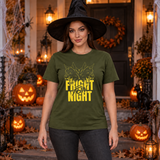 Fright Night T-Shirt – Halloween Streetwear Graphic Graphic Tee - Color: military green