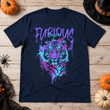 Furious Tiger T-Shirt – Dark Editorial Graphic Design Graphic Tee - Color: navy