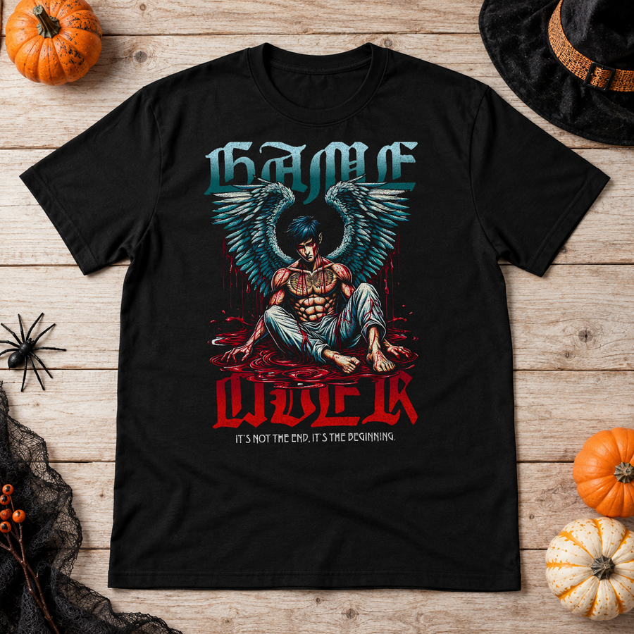 Game Over Angel T-Shirt – Dark Streetwear Graphic Design Graphic Tee - Color: black