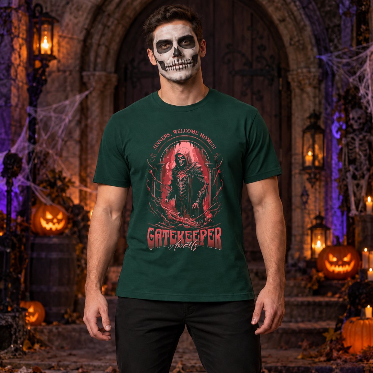 Gatekeeper T-Shirt – Dark Editorial Graphic Design Graphic Tee - Color: forest green