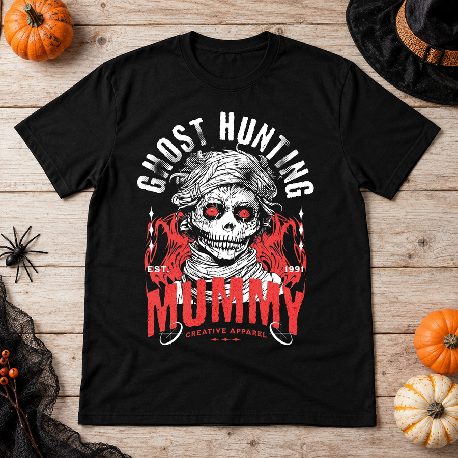 Ghost Hunting T-Shirt – Skull & Reaper Gothic Graphic Graphic Tee - Color: black