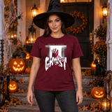Ghost T-Shirt – Classic Halloween Graphic Design Graphic Tee - Color: maroon