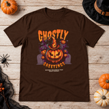 Ghostly Greetings T-Shirt – Skull & Reaper Gothic Graphic Graphic Tee - Color: chocolate