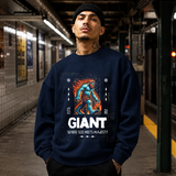 Giant Yeti Creature Sweatshirt – Gothic Streetwear Poster Graphic Sweatshirt - Color: navy
