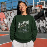 Gladiator Warrior Sweatshirt – Gothic Streetwear Poster Graphic Sweatshirt - Color: forest green
