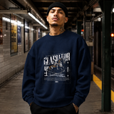 Gladiator Warrior Sweatshirt – Gothic Streetwear Poster Graphic Sweatshirt - Color: navy