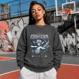 Godsend Cupid Angel Sweatshirt – Religious Imagery Collage Graphic Sweatshirt - Color: dark heather
