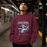 Godsend Cupid Angel Sweatshirt – Religious Imagery Collage Graphic Sweatshirt - Color: maroon