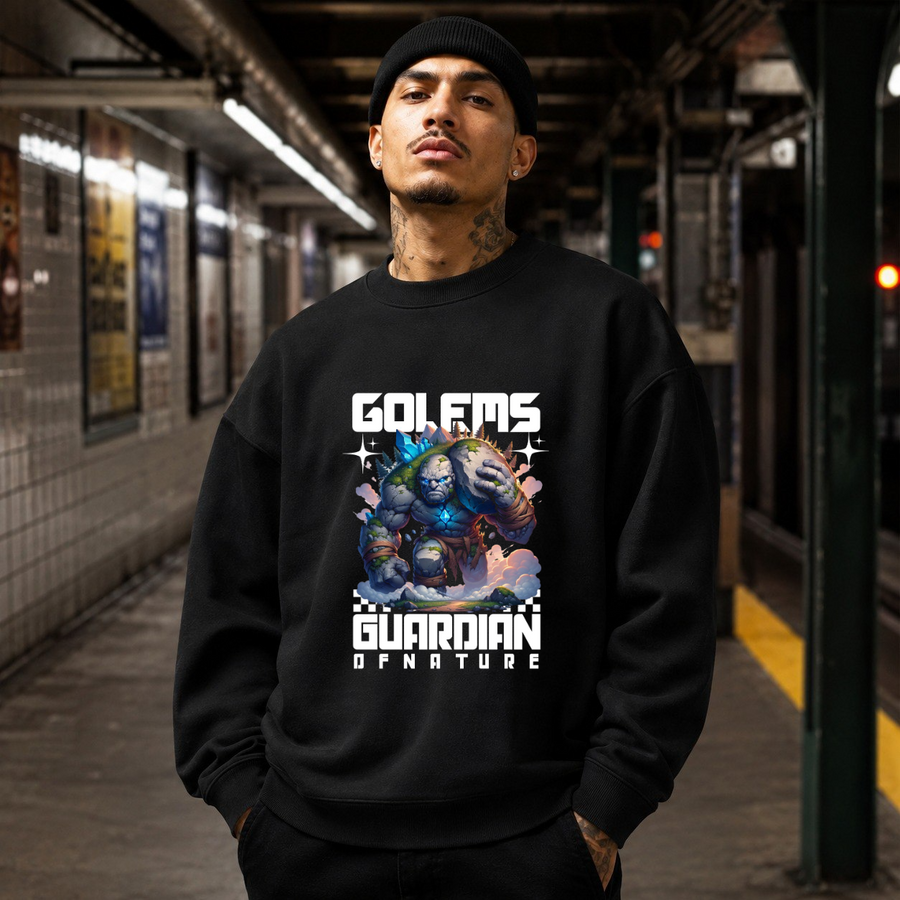 Golems Guardian of Nature Sweatshirt – Contemporary Gothic Graphic Design Sweatshirt - Color: black