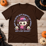 Got No Guts But Plenty Of Spirit Funny Bones T-Shirt – Skull & Reaper Gothic Graphic Graphic Tee - Color: chocolate