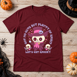 Got No Guts But Plenty Of Spirit Funny Bones T-Shirt – Skull & Reaper Gothic Graphic Graphic Tee - Color: maroon