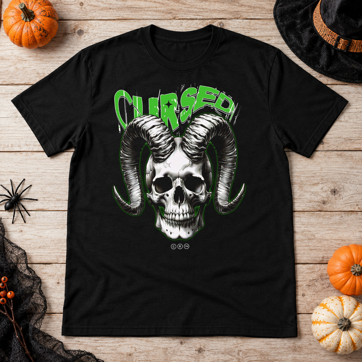 Gothic Cursed Skull T-Shirt – Skull & Reaper Gothic Graphic Graphic Tee - Color: black