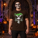 Gothic Cursed Skull T-Shirt – Skull & Reaper Gothic Graphic Graphic Tee - Color: chocolate