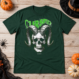 Gothic Cursed Skull T-Shirt – Skull & Reaper Gothic Graphic Graphic Tee - Color: forest green