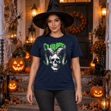 Gothic Cursed Skull T-Shirt – Skull & Reaper Gothic Graphic Graphic Tee - Color: navy