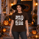 Gothic Spider Skull T-Shirt – Dark Gothic Halloween Graphic Graphic Tee - Color: chocolate