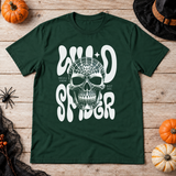 Gothic Spider Skull T-Shirt – Dark Gothic Halloween Graphic Graphic Tee - Color: forest green