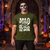 Gothic Spider Skull T-Shirt – Dark Gothic Halloween Graphic Graphic Tee - Color: military green