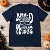 Gothic Spider Skull T-Shirt – Dark Gothic Halloween Graphic Graphic Tee - Color: navy