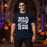 Gothic Spider Skull T-Shirt – Dark Gothic Halloween Graphic Graphic Tee - Color: navy