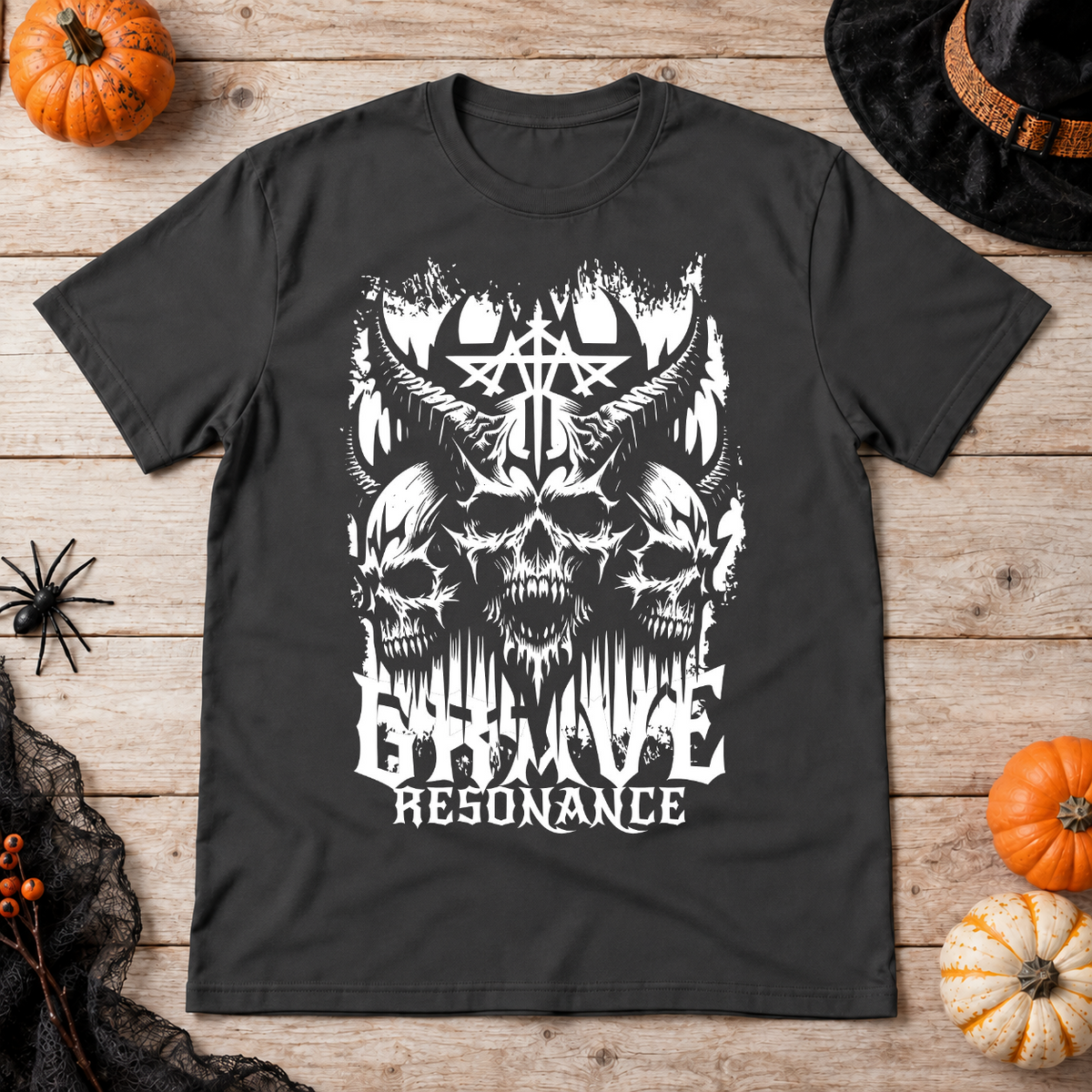 Grave Resonance T-Shirt – Dark Editorial Graphic Design Graphic Tee - Color: charcoal