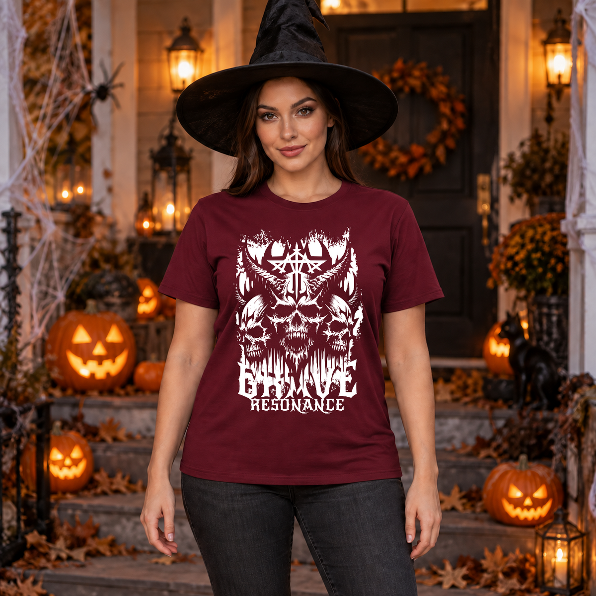 Grave Resonance T-Shirt – Dark Editorial Graphic Design Graphic Tee - Color: maroon