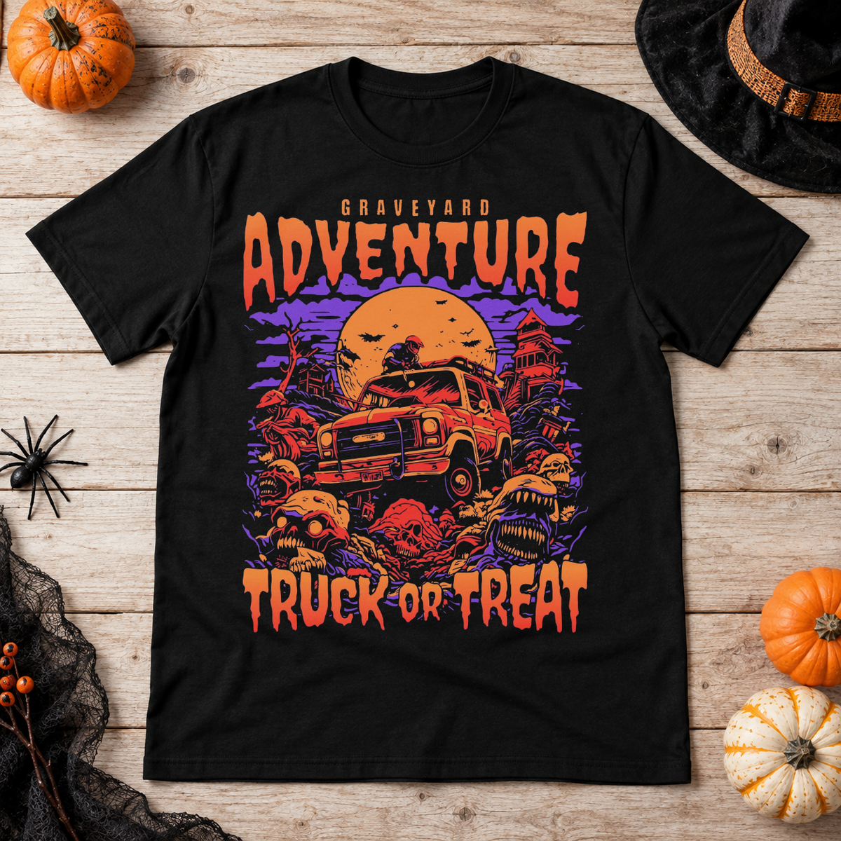 Graveyard Adventure T-Shirt – Dark Editorial Graphic Design Graphic Tee - Color: black