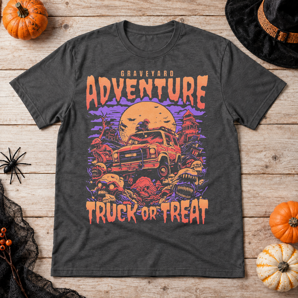 Graveyard Adventure T-Shirt – Dark Editorial Graphic Design Graphic Tee - Color: dark heather