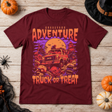 Graveyard Adventure T-Shirt – Dark Editorial Graphic Design Graphic Tee - Color: maroon