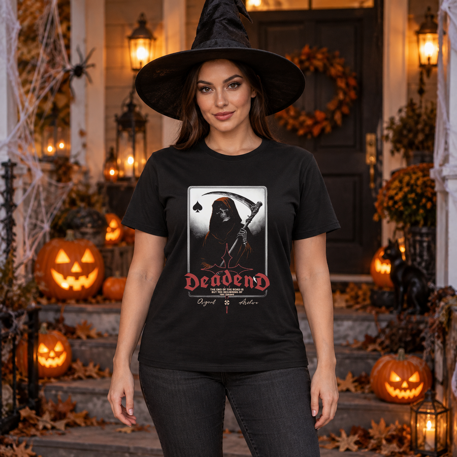 Grim Reaper Graphic T-Shirt – Skull & Reaper Gothic Graphic Graphic Tee - Color: black